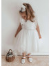 Flutter Sleeves Ivory Cotton Tulle Gorgeous Flower Girl Dress